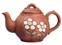 Миниатюра: Чайник заварочный керамика 1000мл, молочение с росписью МАРГАРИТА