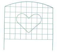 Миниатюра: Забор декоративный металлический, набор 5 секций, 90*90см, декор Сердце, зеленый