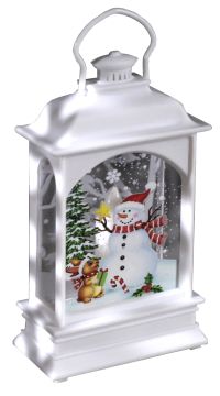 Миниатюра: Светильник Фонарь со снеговиком 7*13*3,5см, пластик, батарейки AG13х3, свечение тёплое белое
