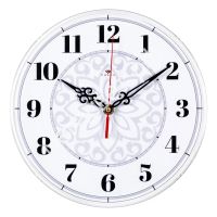 Миниатюра: Часы настенные 25см, круг, корпус белый Узор (10)