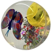 Миниатюра: Мячик-попрыгун прозрачный бабочка + мячик  d-7см / R-6-4