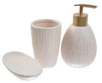 Миниатюра: Набор для ванной комнаты керамика 3пр (дозатор для мыла, мыльница, стакан), в крапинку