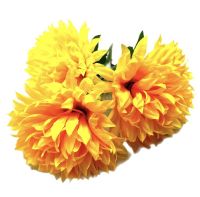 Миниатюра: Цветы искусственные Букет MAXI Георгин 3гол. 65см желтый d-20см BUK-3-55-1@