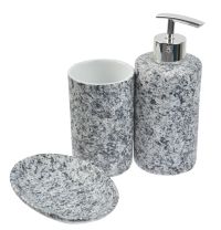Миниатюра: Набор для ванной комнаты керамика 3пр (дозатор для мыла, мыльница, стакан), цвет гранит