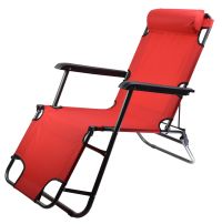 Миниатюра: Кресло складное (шезлонг) 88-153*60*79cм с подголовником,красный