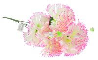 Миниатюра: Цветы искусственные Букет Гвоздика 5шт 50см белая с розовым краем BUK-10 @