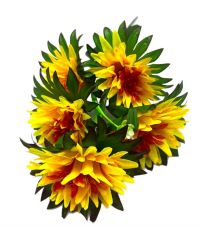 Миниатюра: Цветы искусственные Букет Астра 5шт 48см желтый BUK-2-50 @