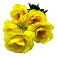 Миниатюра: Цветы искусственные Букет Пион 5шт 49см желтый R-6 @