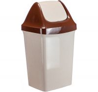 Миниатюра: Контейнер для мусора пласт. 50л (350*400*730мм), подвижная крышка Свинг бежево-коричневый