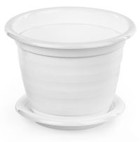 Миниатюра: Горшок для цветов пласт. 5л (265*265*201мм), с поддоном Виола белый