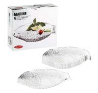 Миниатюра: Набор тарелок-рыба 6шт 26*21см Марине (MARINE) стекло