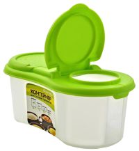 Миниатюра: Контейнер пласт. 0,5л (172*92*272мм), для сыпучих продуктов №1 светло-серый (30)