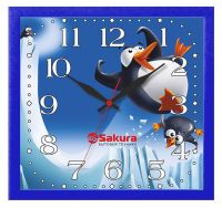 Миниатюра: Часы настенные 23,5*23,5см Веселые Пингвины Sakura