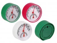 Миниатюра: Термометр-гигрометр мет. и пласт. d6,3см, диапазон температур от -50 до +50С, 3 цвета