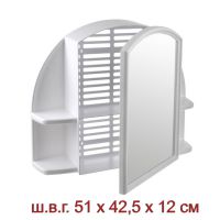 Миниатюра: Шкафчик зеркальный для ванной комнаты пласт. 508*424*123мм, ОРИОН снежно-белый