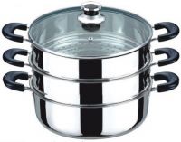 Миниатюра: Мантоварка нерж. 9,5л (общий) (d24см), 3 секции (2 сетки) ст.крышка, пласт.ручки, индукция SAKURA