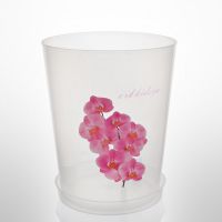 Миниатюра: Горшок для цветов пласт. 3,5л (170*170*215мм), для орхидеи с поддоном, прозрачный с декором (20)