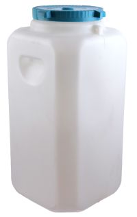 Миниатюра: Канистра-бочка пласт. 60л (317*317*650мм), горло d215мм, прямоугольная, пищевая, встроенные ручки