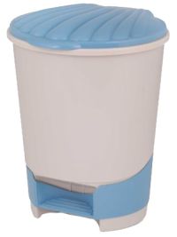 Миниатюра: Контейнер (ведро) для мусора пласт. 10л, с педалью, бежево-синий (2)