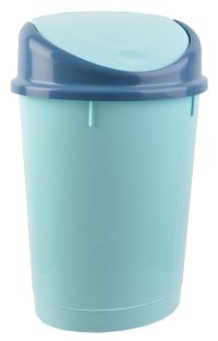 Миниатюра: Контейнер для мусора пласт. 12л (280*235*430мм), откидная крышка, овальный голубой