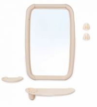 Миниатюра: Набор для ванной комнаты пласт. Оптима (зеркало,полка,стаканчик,крючки) слоновая кость
