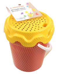 Миниатюра: Набор детский для игры с песком Зоопарк №1 (грабли+лопатка+ведер+сито+4фомы)