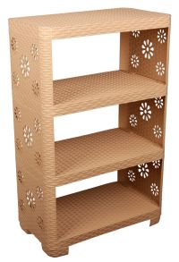 Миниатюра: Этажерка для обуви пласт. 4-х секционная (520*300*825мм) Плетенка какао