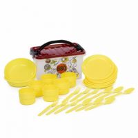 Миниатюра: Набор посуды для пикника пласт. на 6 персон 25пр в контейнере (кружки, тарелки, ст.приборы) Гурман