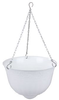 Миниатюра: Кашпо пласт. 10л (330*330*620мм), подвесное на цепочках Венеция белое