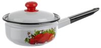 Миниатюра: Ковш эм. 1,5л с крышкой деколь серо-голубой
