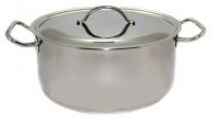 Миниатюра: Кастрюля нерж. 16л (31,6см), цельнотянутая, нерж. крышка и ручки АМЕТ Профи