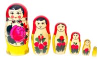 Миниатюра: Матрешка Хохлома традиционная 6-и кукольная 13,5*6см@