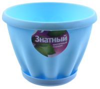 Миниатюра: Горшок для цветов пласт. 0,45л (d110мм), с поддоном Знатный голубой