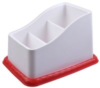 Миниатюра: Подставка для столовых приборов пласт., 3 секции Каскад красно-белая (16)