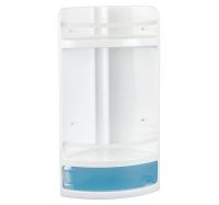 Миниатюра: Полка для ванной пласт. 3-х ярусная (200*200*510мм), угловая, выдвижной отсек, бежевый мрамор