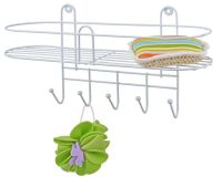 Миниатюра: Полка в ванную 5 крючков 21*11*40,5см овальная белая (8)