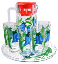 Миниатюра: Набор для воды 8пр (кувшин+6 стаканов+поднос) Искра кисть колокольчик