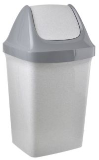 Миниатюра: Контейнер для мусора пласт. 25л (320*279*582мм), подвижная крышка Свинг мраморный