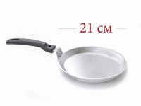 Миниатюра: Сковорода блинная (блинница) ал. 200мм, съемная пласт. ручка  KUKMARA серая матовая