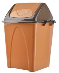 Миниатюра: Контейнер для мусора пласт. 10,5л (240*240*365мм), с плавающей крышкой Премиум бежево-коричневое @