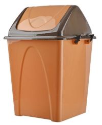 Миниатюра: Ведро для мусора пласт. 14,5л, с плавающей крышкой Премиум бежево-коричневое @