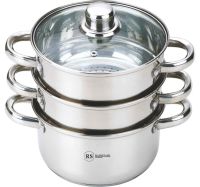 Миниатюра: Мантоварка нерж. 5,5л (общий) (d18см), 3 секции, 2 сетки, ст.крышка нерж.ручки индукция