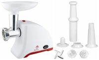Миниатюра: Мясорубка 1800Вт, 1,5кг/мин, 2 решетки, насадки для колбас и кеббе, белый с красным, Василиса