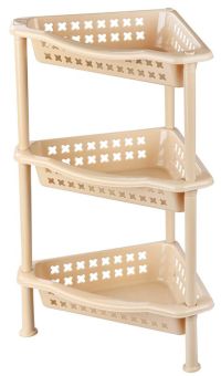 Миниатюра: Этажерка пласт. 3-х секционная (425*270*600мм), угловая бежевая