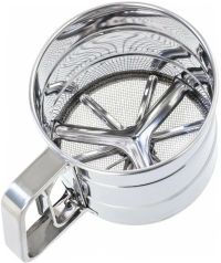 Миниатюра: Кружка-сито нерж. 375гр (d10см), 2 шкалы деления (125гр и 250гр) (120)