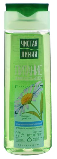 Миниатюра: Шампунь 250мл для поврежденных сухих волос Чистая линия восстановление Ромашка