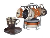 Миниатюра: Набор чайный 12пр 250мл керамика на мет. стенде (4)