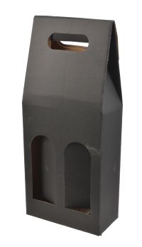 Миниатюра: Коробка для бутылок (под 2шт)картон+клапан+окно 17*40 см