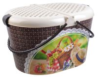 Миниатюра: Корзина для пикника пласт. 470*380*265мм, крышка с защелками, пласт. ручки Рандеву