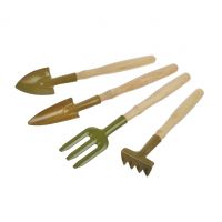 Миниатюра: Набор садового инструменты 4пр (грабельки,вилка,лопатка,лункообразователь), мини "Цветочный" @